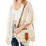 95633, SOLID STRAW CLUTCH CROSS BODY BAG