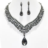 95647, TEARDROP RHINESTONE ACCENT EVENING NECKLACE, WEDDING, BRIDAL, PROM