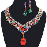 95647, TEARDROP RHINESTONE ACCENT EVENING NECKLACE, WEDDING, BRIDAL, PROM