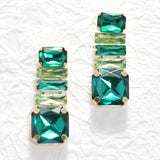 95659, RECTANGLE RHINESTONE EVENING EARRING