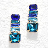 95659, RECTANGLE RHINESTONE EVENING EARRING