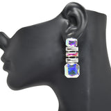 95659, RECTANGLE RHINESTONE EVENING EARRING