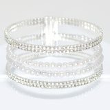 95665, PAVE RHINESTONE & PEARL OPEN CUFF BRACELET