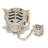 95670, TIGER RHINESTONE STRETCH BRACELET WITH RING