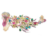 95673, PEACOCK RHINESTONE BANGLE BRACELET WITH RING