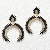 95677, OVERSIZED HORN RHINESTONE EVENING EARRING