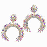 95677, OVERSIZED HORN RHINESTONE EVENING EARRING