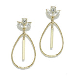 95688, HAMMERED TEARDROP WITH RHINESTONE ACCENT EARRING