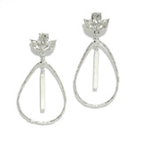 95688, HAMMERED TEARDROP WITH RHINESTONE ACCENT EARRING