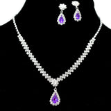 95692, TEARDROP RHINESTONE ACCENT NECKLACE SET
