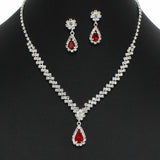 95692, TEARDROP RHINESTONE ACCENT NECKLACE SET