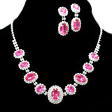 95696, OVAL RHINESTONE ACCENT NECKLACE SET, WEDDING, BRIDAL, PROM