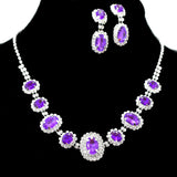 95696, OVAL RHINESTONE ACCENT NECKLACE SET, WEDDING, BRIDAL, PROM
