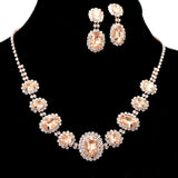 95696, OVAL RHINESTONE ACCENT NECKLACE SET, WEDDING, BRIDAL, PROM