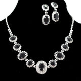 95696, OVAL RHINESTONE ACCENT NECKLACE SET, WEDDING, BRIDAL, PROM