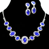 95696, OVAL RHINESTONE ACCENT NECKLACE SET, WEDDING, BRIDAL, PROM