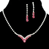 95699, PAVE RHINESTONE ACCENT NECKLACE SET, WEDDING, BRIDAL, PROM