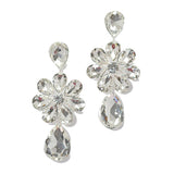 95700, RHINESTONE TEARDROP DANGLE EVENING EARRING, WEDDING, BRIDAL, PROM