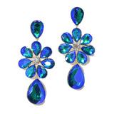 95700, RHINESTONE TEARDROP DANGLE EVENING EARRING, WEDDING, BRIDAL, PROM