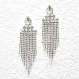 95702, PAVE RHINESTONE FRINGE EVENING EARRING, WEDDING, BRIDAL, PROM