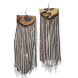 95704, OVERSIZED GENUINE SUEDE LEATHER FRINGE TASSEL EARRING