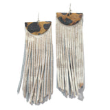95704, OVERSIZED GENUINE SUEDE LEATHER FRINGE TASSEL EARRING