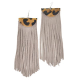 95704, OVERSIZED GENUINE SUEDE LEATHER FRINGE TASSEL EARRING