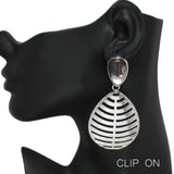 95707, TEARDROP TEXTURED METAL CLIP ON EARRING
