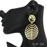 95708, OVAL TEXTURED METAL CLIP ON EARRING