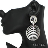 95708, OVAL TEXTURED METAL CLIP ON EARRING