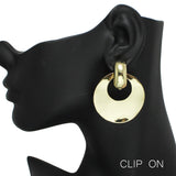 95710, GEOMETRIC ROUND METAL CLIP ON EARRING
