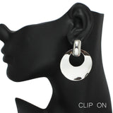95710, GEOMETRIC ROUND METAL CLIP ON EARRING