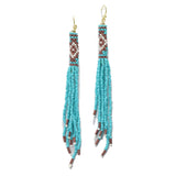 95714, LONG SEED BEADED FRINGE TASSEL EARRING