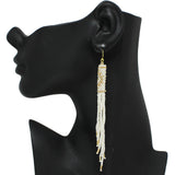 95714, LONG SEED BEADED FRINGE TASSEL EARRING