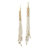 95714, LONG SEED BEADED FRINGE TASSEL EARRING