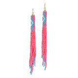 95714, LONG SEED BEADED FRINGE TASSEL EARRING