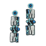 95715, "MOM" PAW SEED BEADED EARRING, MOTHER'S DAY
