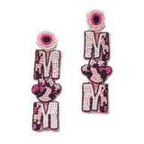 95715, "MOM" PAW SEED BEADED EARRING, MOTHER'S DAY