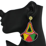 95717, GEOMETRIC SEED BEAD EARRING, BLACK HISTORY MONTH