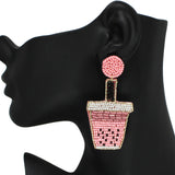 95723, BOBA TEA SEED BEAD EARRING