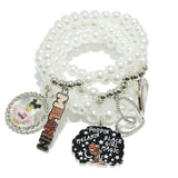 95743, "BLACK GIRL MAGIC" ENAMEL CHARM MULTI LAYERED STRETCH BRACELET