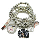 95743, "BLACK GIRL MAGIC" ENAMEL CHARM MULTI LAYERED STRETCH BRACELET