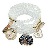 95743, "BLACK GIRL MAGIC" ENAMEL CHARM MULTI LAYERED STRETCH BRACELET