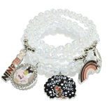 95743, "BLACK GIRL MAGIC" ENAMEL CHARM MULTI LAYERED STRETCH BRACELET