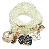 95743, "BLACK GIRL MAGIC" ENAMEL CHARM MULTI LAYERED STRETCH BRACELET
