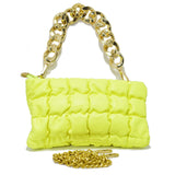 95744, FAUX LEATHER CLUTCH HANDBAG WITH PLASTIC CHAIN