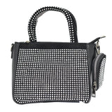 95745, STUDDED ACCENT FAUX LEATHER HANDBAG WITH POUCH
