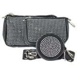 95746, STUDDED ACCENT FAUX LEATHER 3 POUCH BAGS