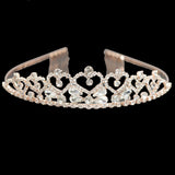 95748, HEART RHINESTONE ACCENT CROWN TIARA WITH HAIR COMB, WEDDING, BRIDAL, PROM