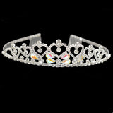 95748, HEART RHINESTONE ACCENT CROWN TIARA WITH HAIR COMB, WEDDING, BRIDAL, PROM